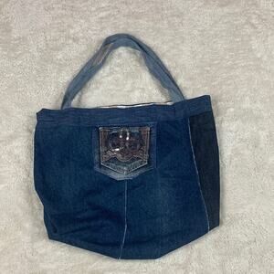 Handmade vanity jeans large denim tote bag